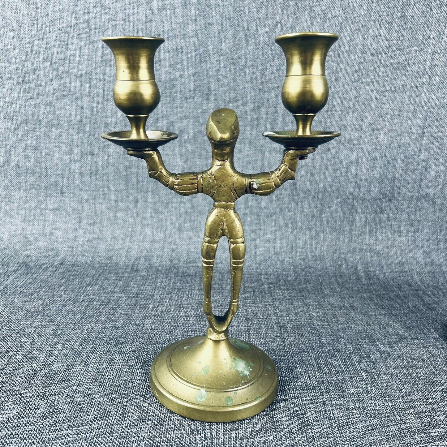 Pair of Solid Brass Candle Holders - Old Man with Beard