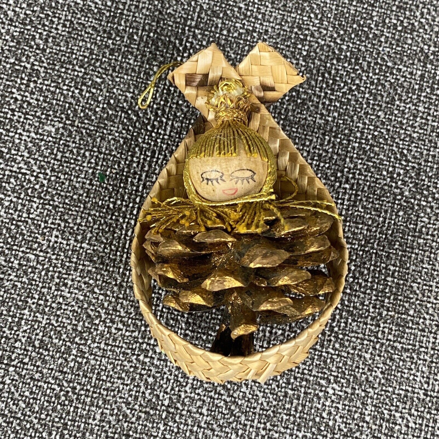 5 Thin Shaved wood German Hirschmann Christmas Ornaments Angel Vtg Erzgebirge
