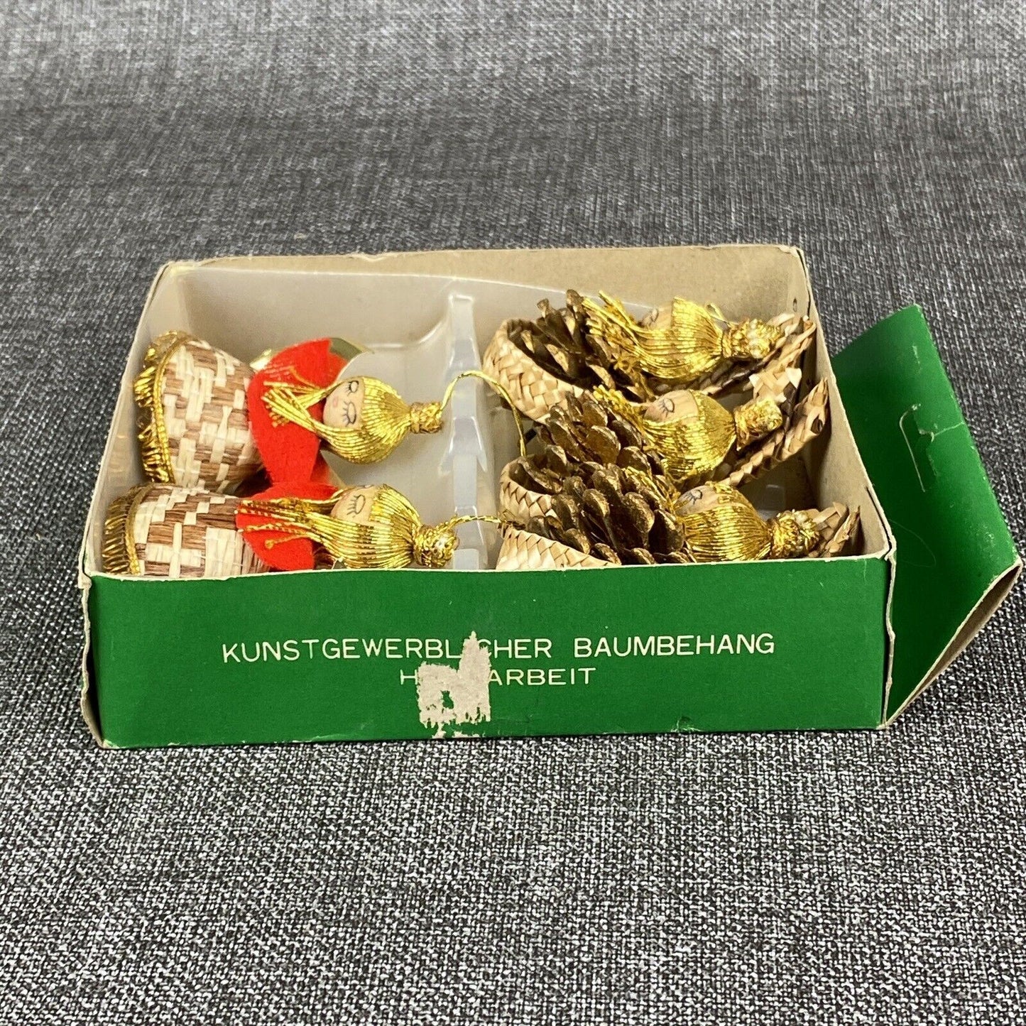 5 Thin Shaved wood German Hirschmann Christmas Ornaments Angel Vtg Erzgebirge