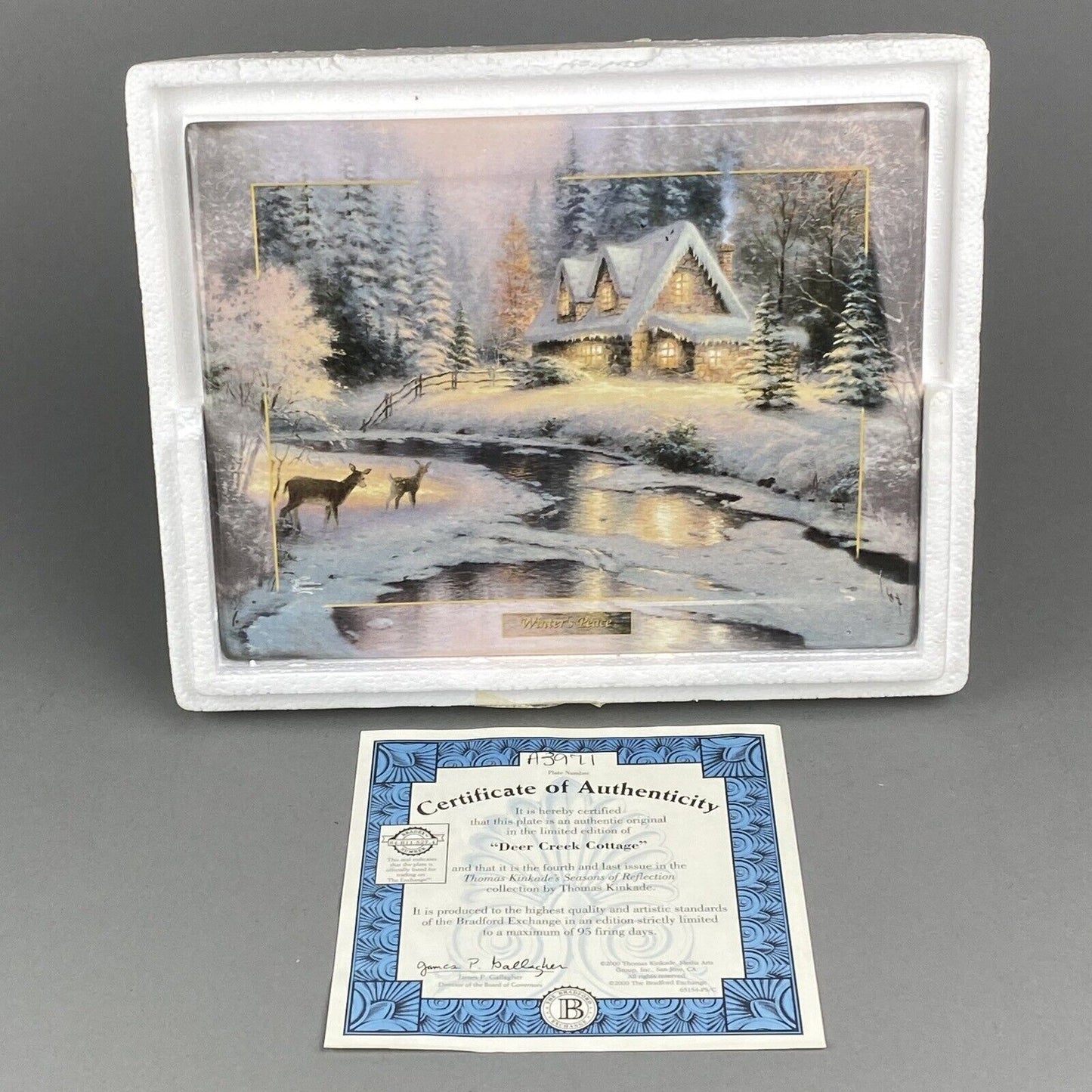 Thomas Kinkade Deer Creek Cottage Decorative Collector Plate with Certificate