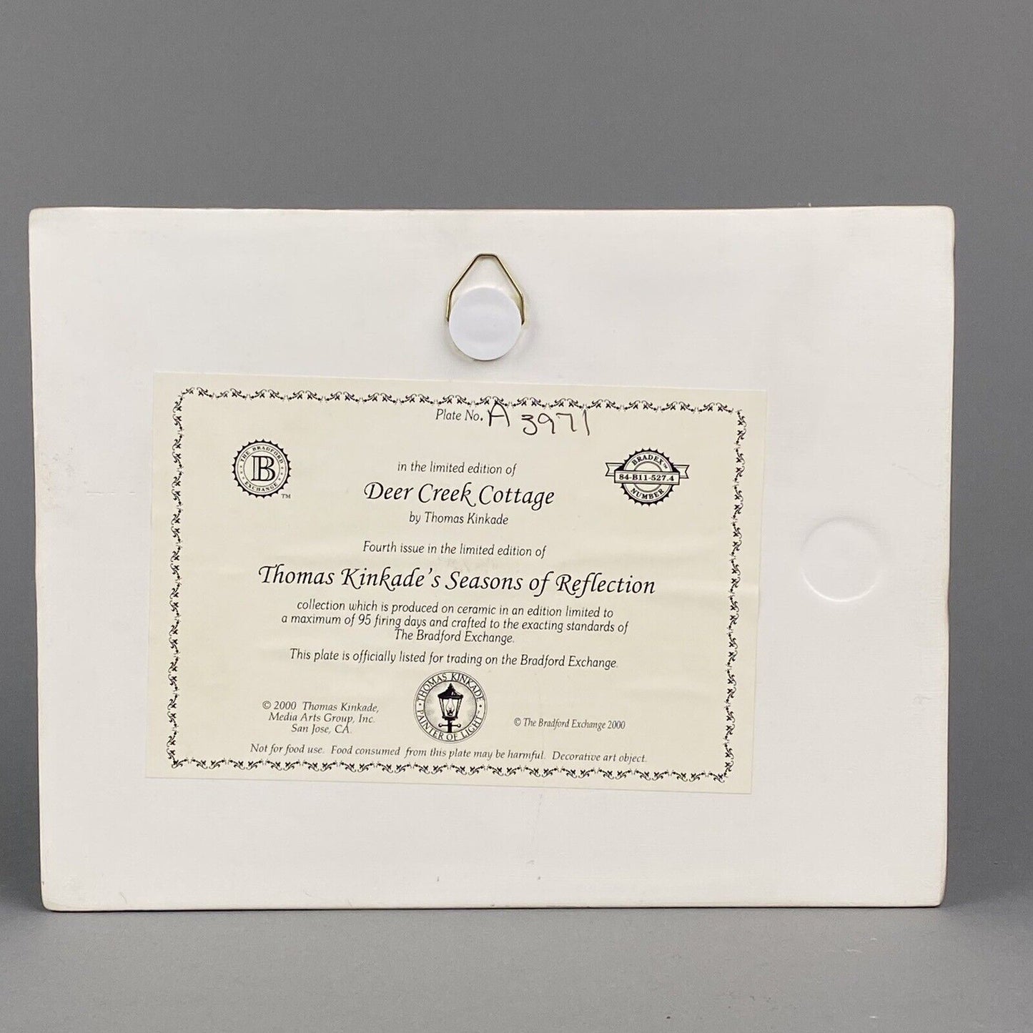 Thomas Kinkade Deer Creek Cottage Decorative Collector Plate with Certificate