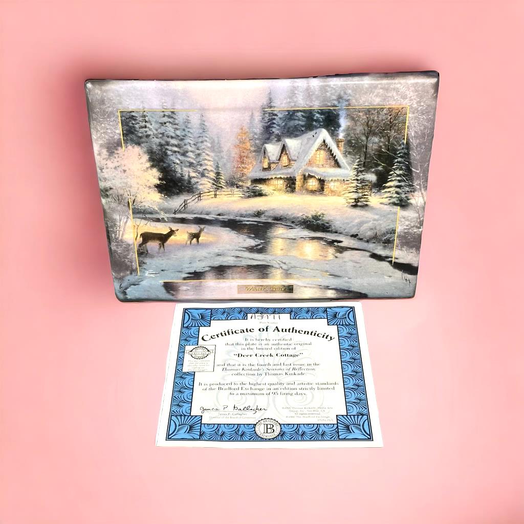 Thomas Kinkade Deer Creek Cottage Decorative Collector Plate with Certificate