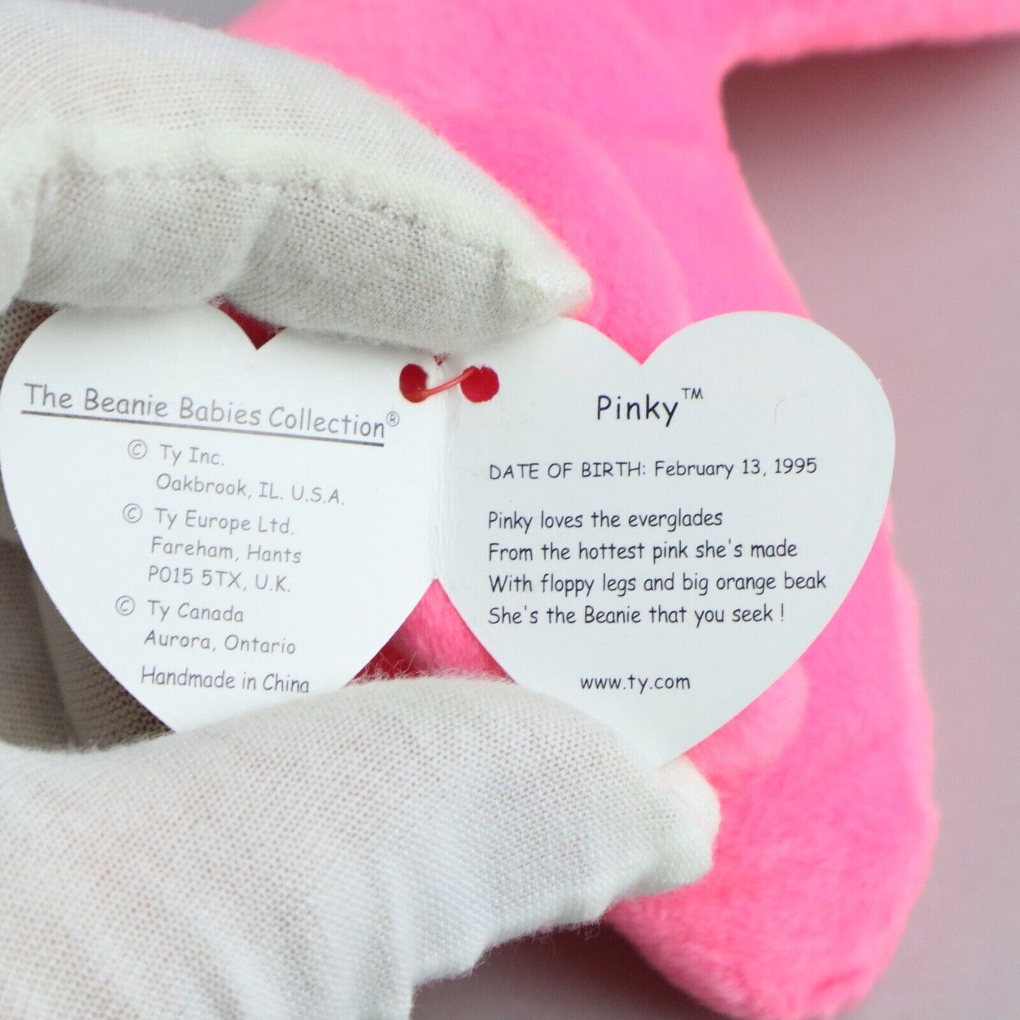 TY The Original Beanie Baby, Pinky, Flamingo Stuffed Animal 6"