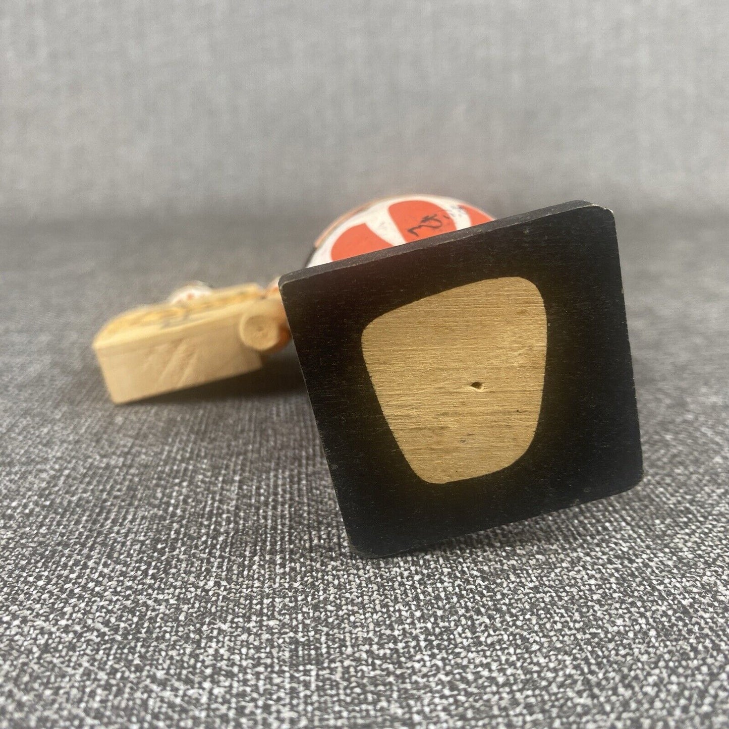 Vintage Japanese Daruma Kokeshi - Signed wooden Figurine 5" tall