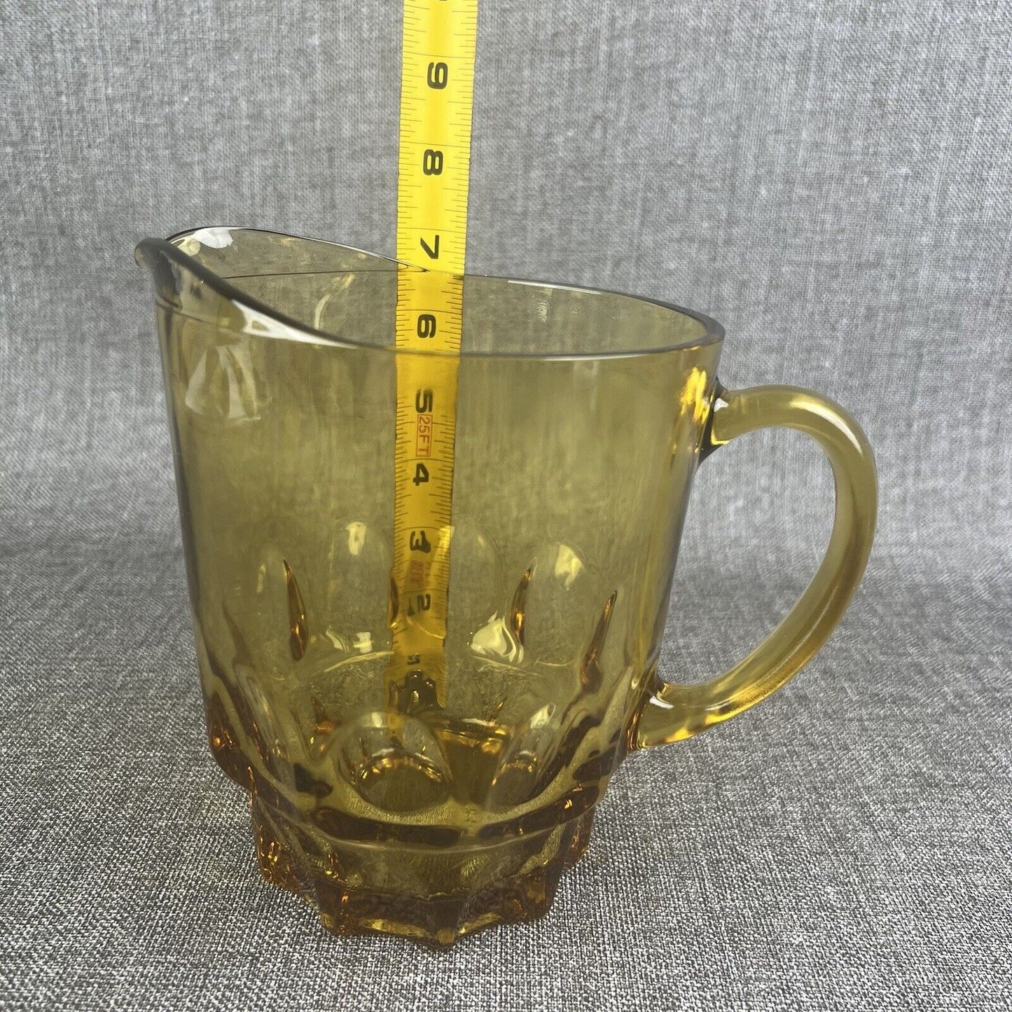 Vintage Amber Glass Pitcher (Bear Pitcher) 6 3/4" Tall