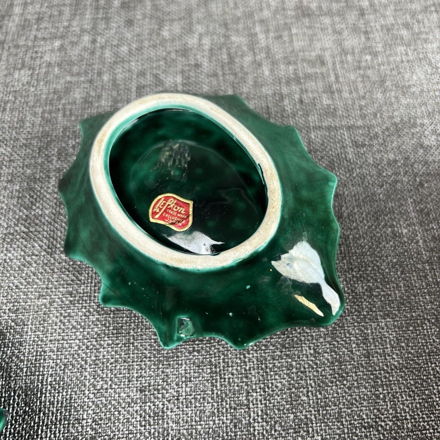 Lefton Vintage Holly Leaf & Berries Candle Holders Japan - Set of 2