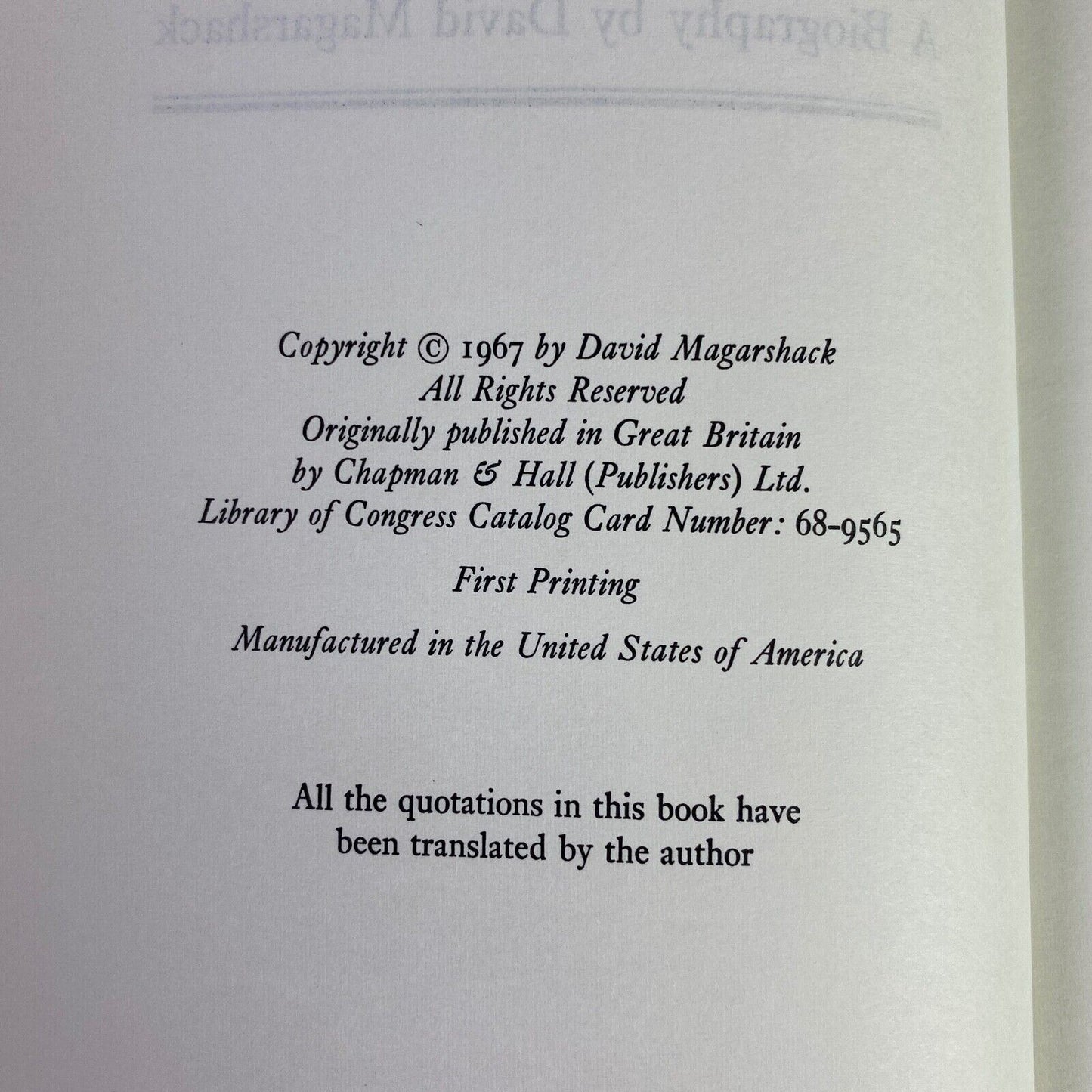 Pushkin, A Biography by David Magarshack 1st Printing