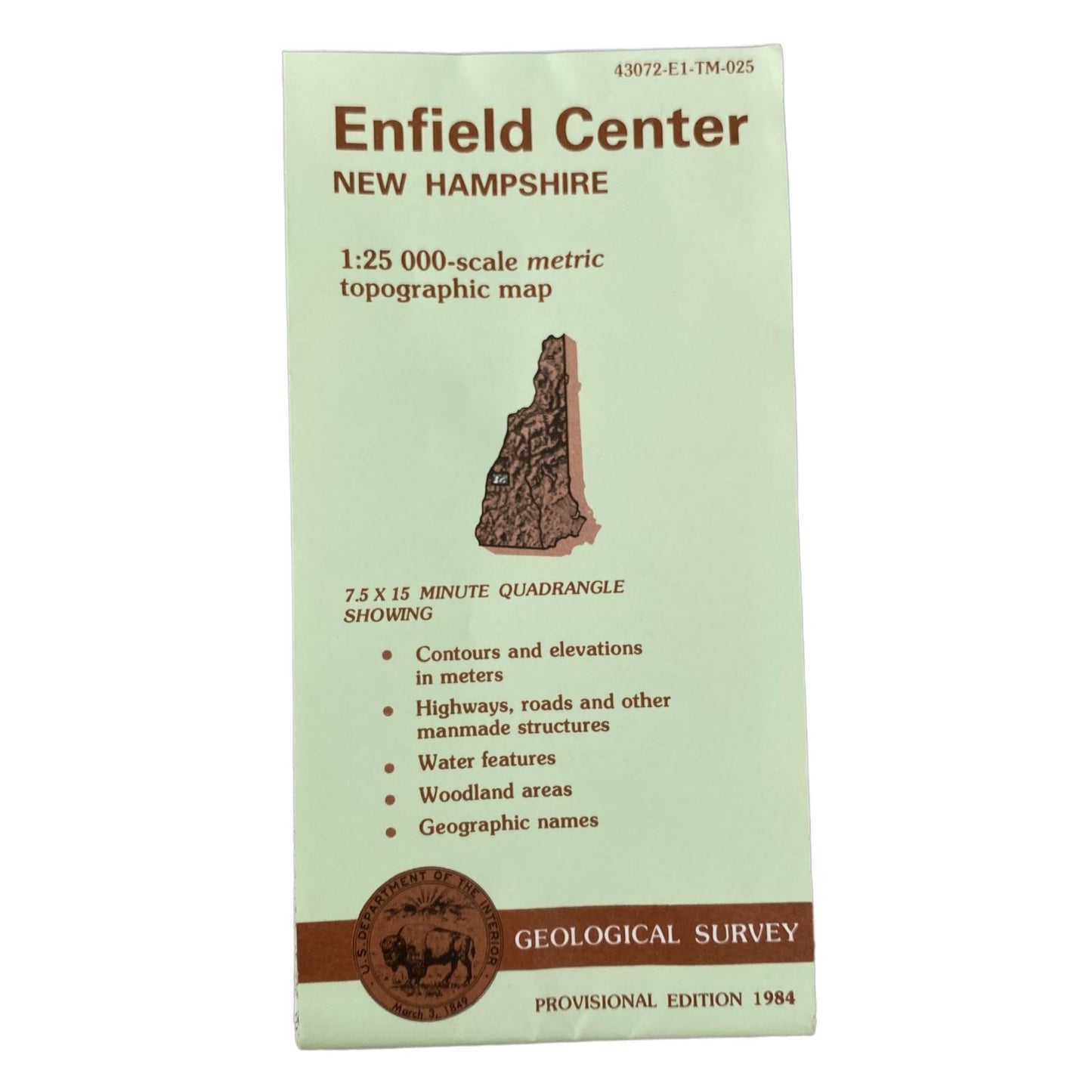 USGS Topographic Map 1984 Survey 30"x60" NH Enfield Center 43072-E1-TM-025