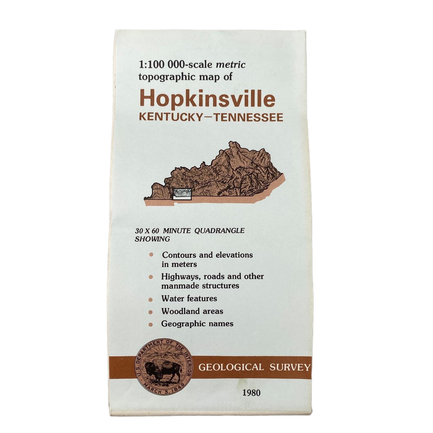 USGS Topographic Map 1980 Survey 30"x60" KT, TN Hopkinsville