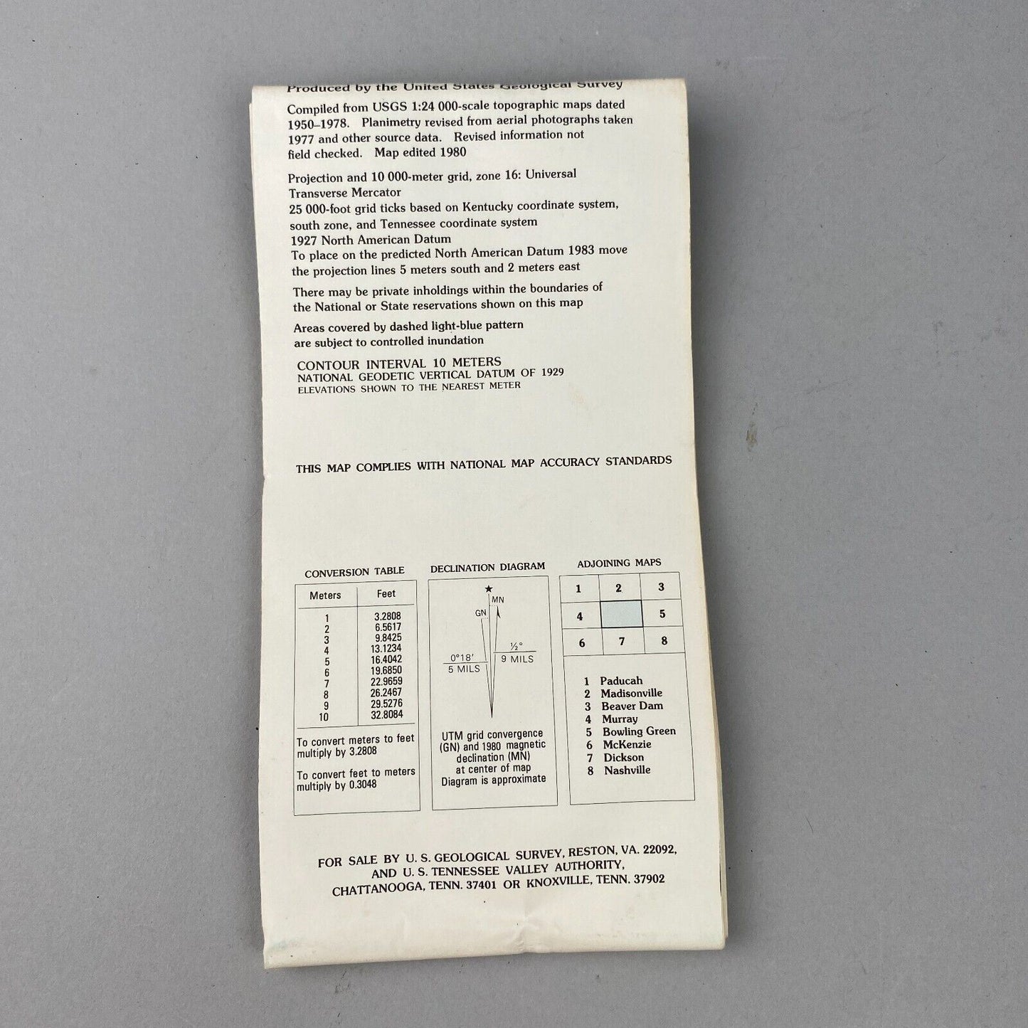 USGS Topographic Map 1980 Survey 30"x60" KT, TN Hopkinsville