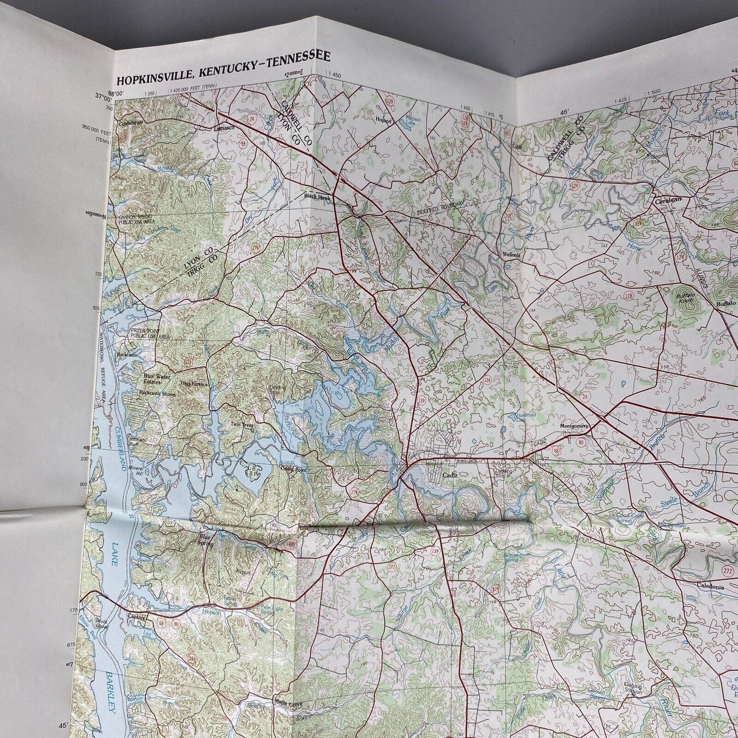 USGS Topographic Map 1980 Survey 30"x60" KT, TN Hopkinsville