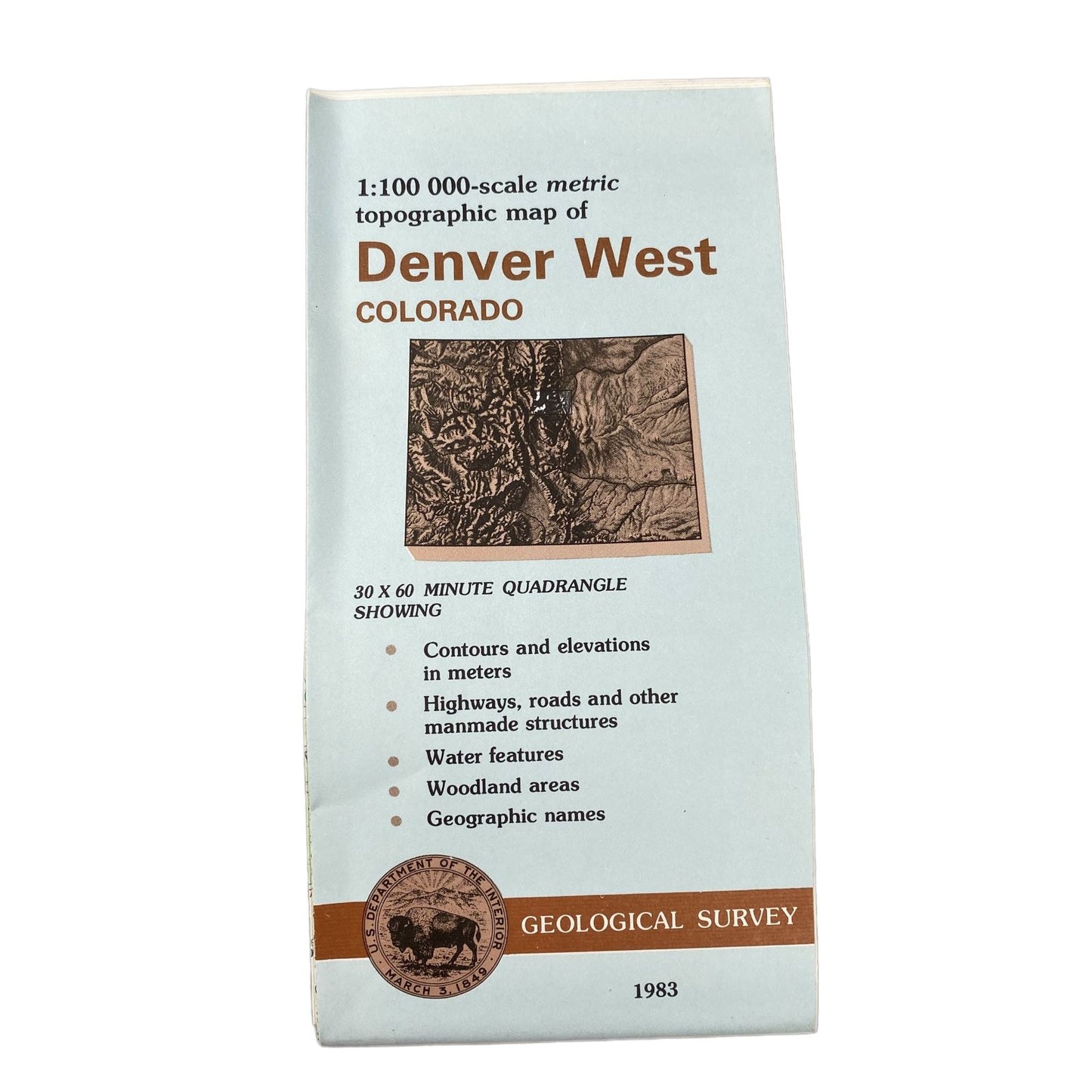 USGS Topographic Map 1983 Survey 30"x60" CO Denver West