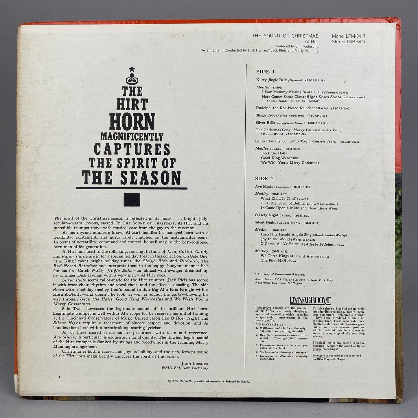 Al Hirt – The Sound Of Christmas Vinyl Rca victor LP 1975 jazz