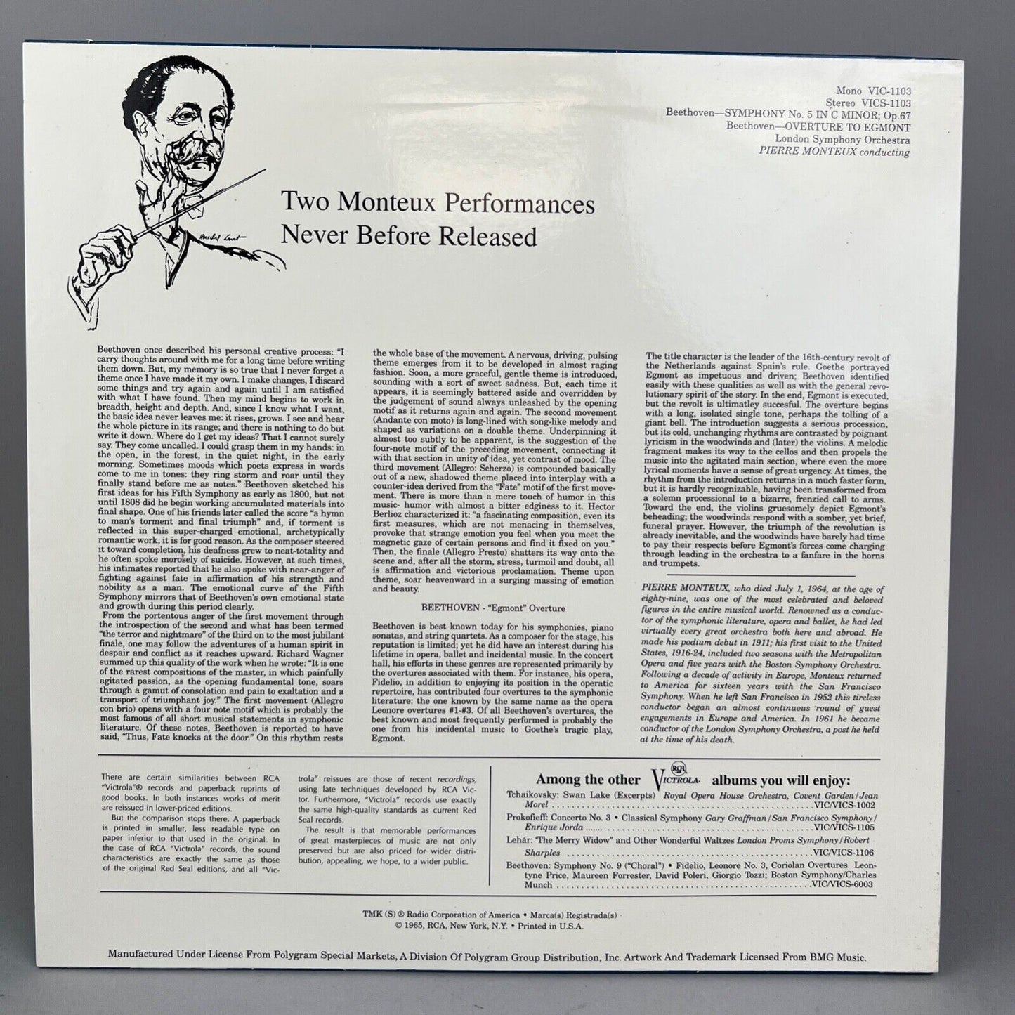 Beethoven - Pierre Monteux, London Symphony – Symphony No. 5 / Egmont Overture