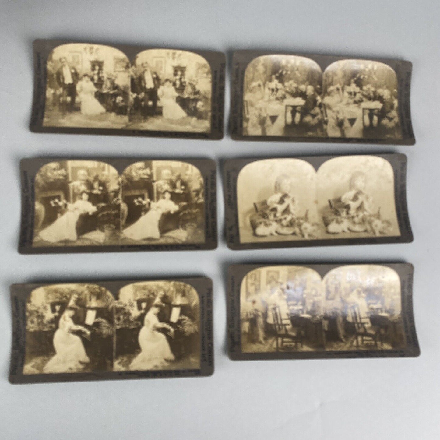 Presko Binocular Co. Stereoview Picture Cards lot of 17 Victorian, with Viewer