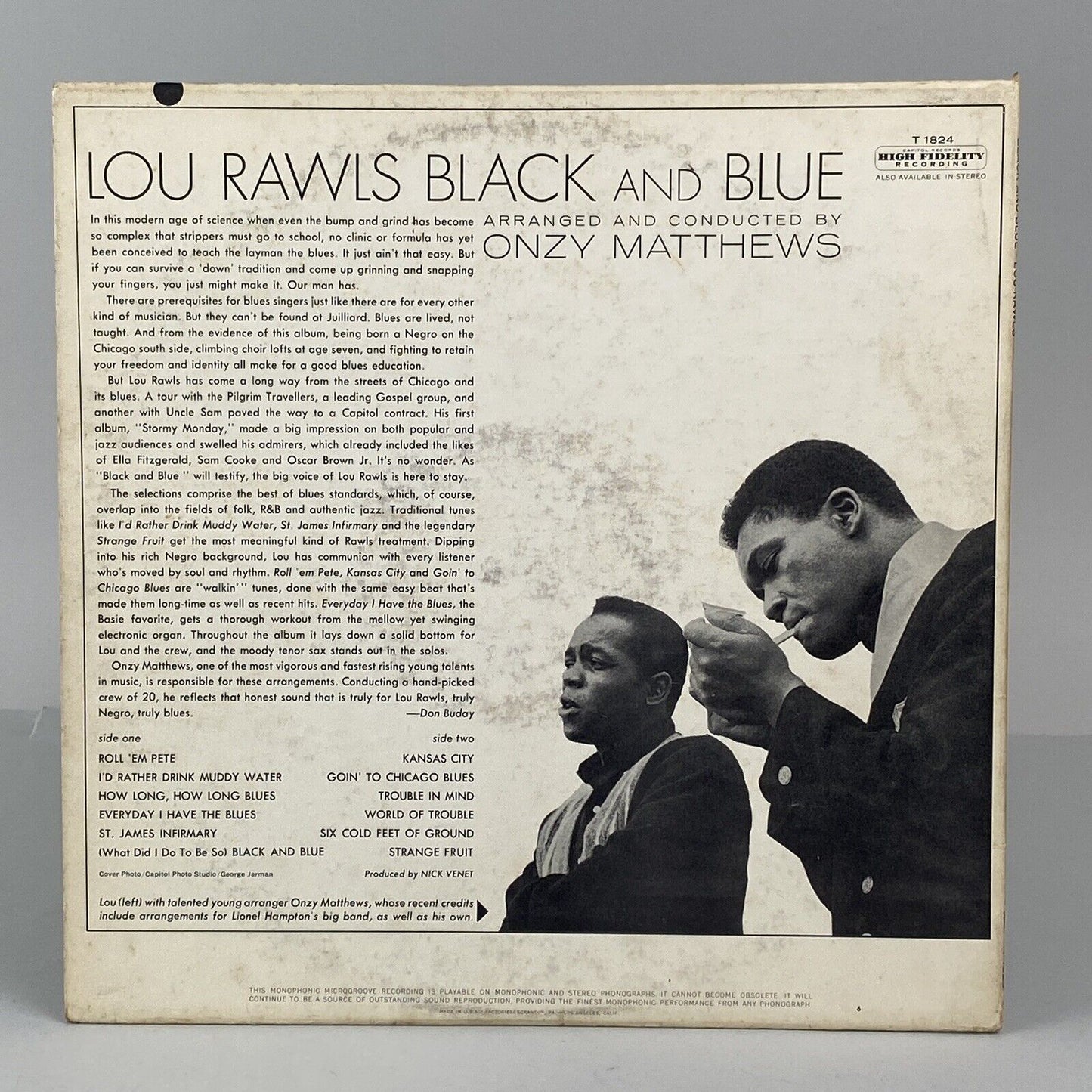 Lou Rawls Black and Blue Vinyl Record, by Capital Records,