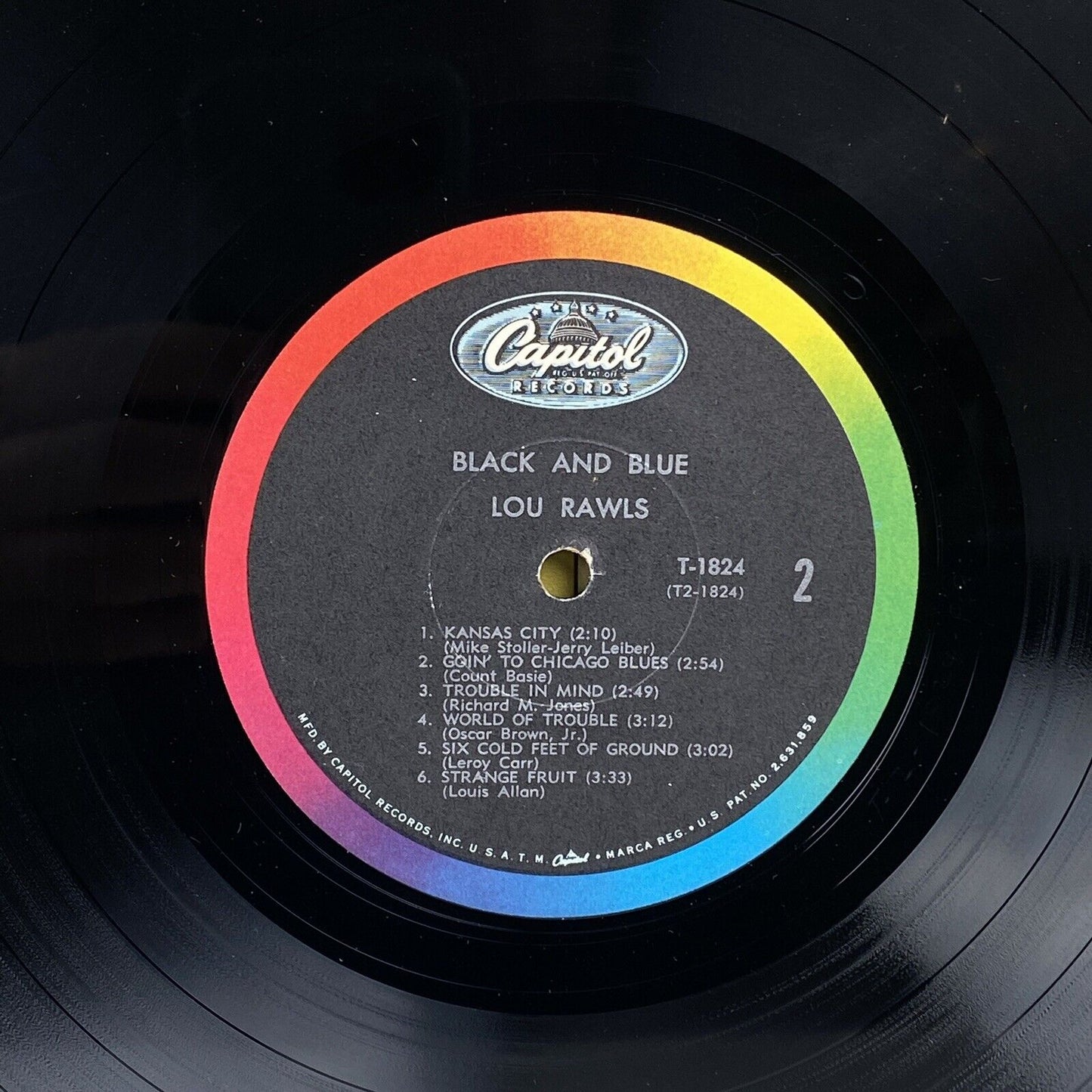 Lou Rawls Black and Blue Vinyl Record, by Capital Records,