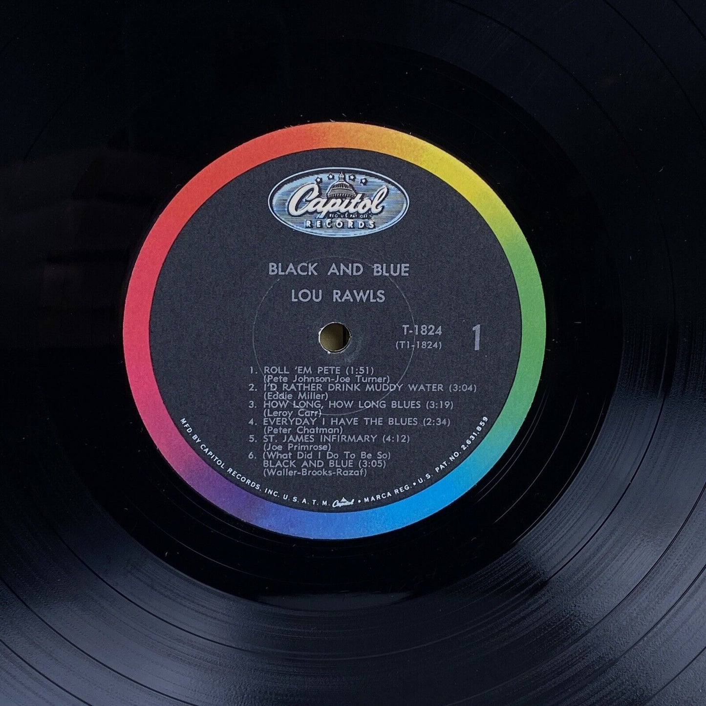 Lou Rawls Black and Blue Vinyl Record, by Capital Records,
