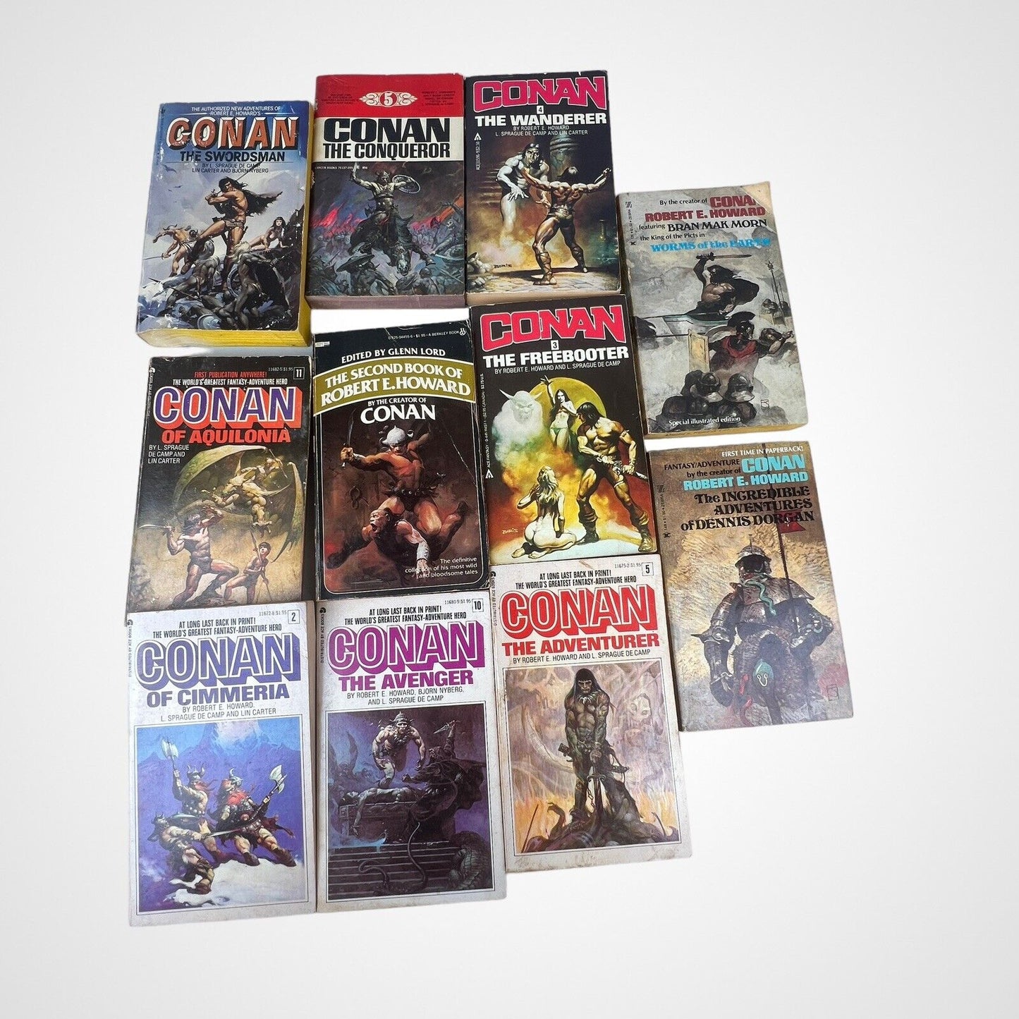 Lot of 11 CONAN Paperback Books. Vintage Fantasy Novels 60's-80's