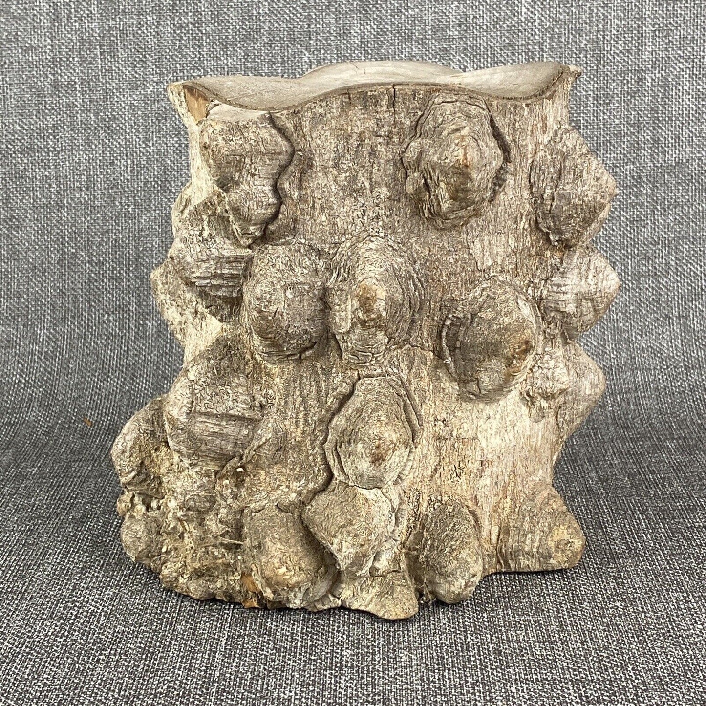 Unique Vintage Hand Carved Wooden Owl 6" x 5"