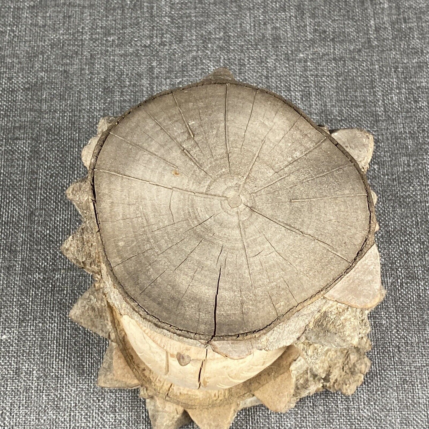 Unique Vintage Hand Carved Wooden Owl 6" x 5"