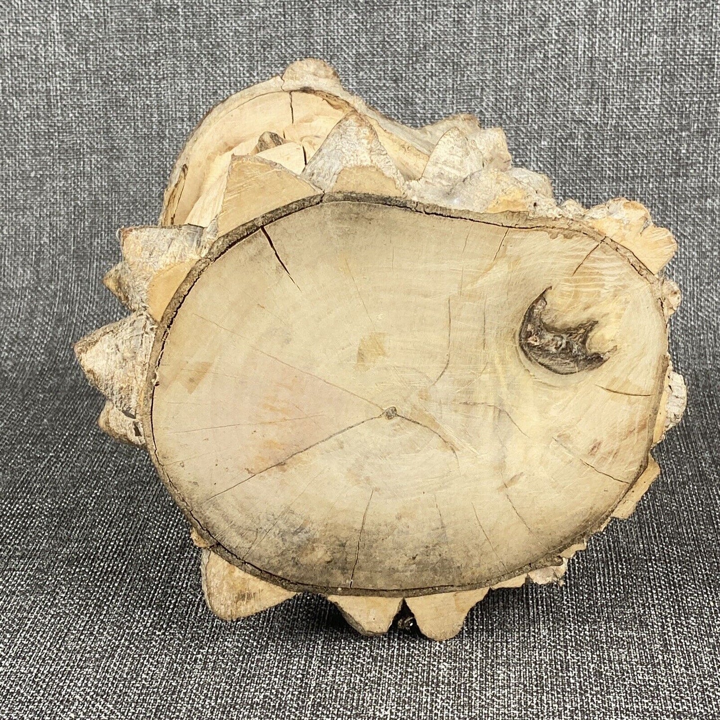Unique Vintage Hand Carved Wooden Owl 6" x 5"