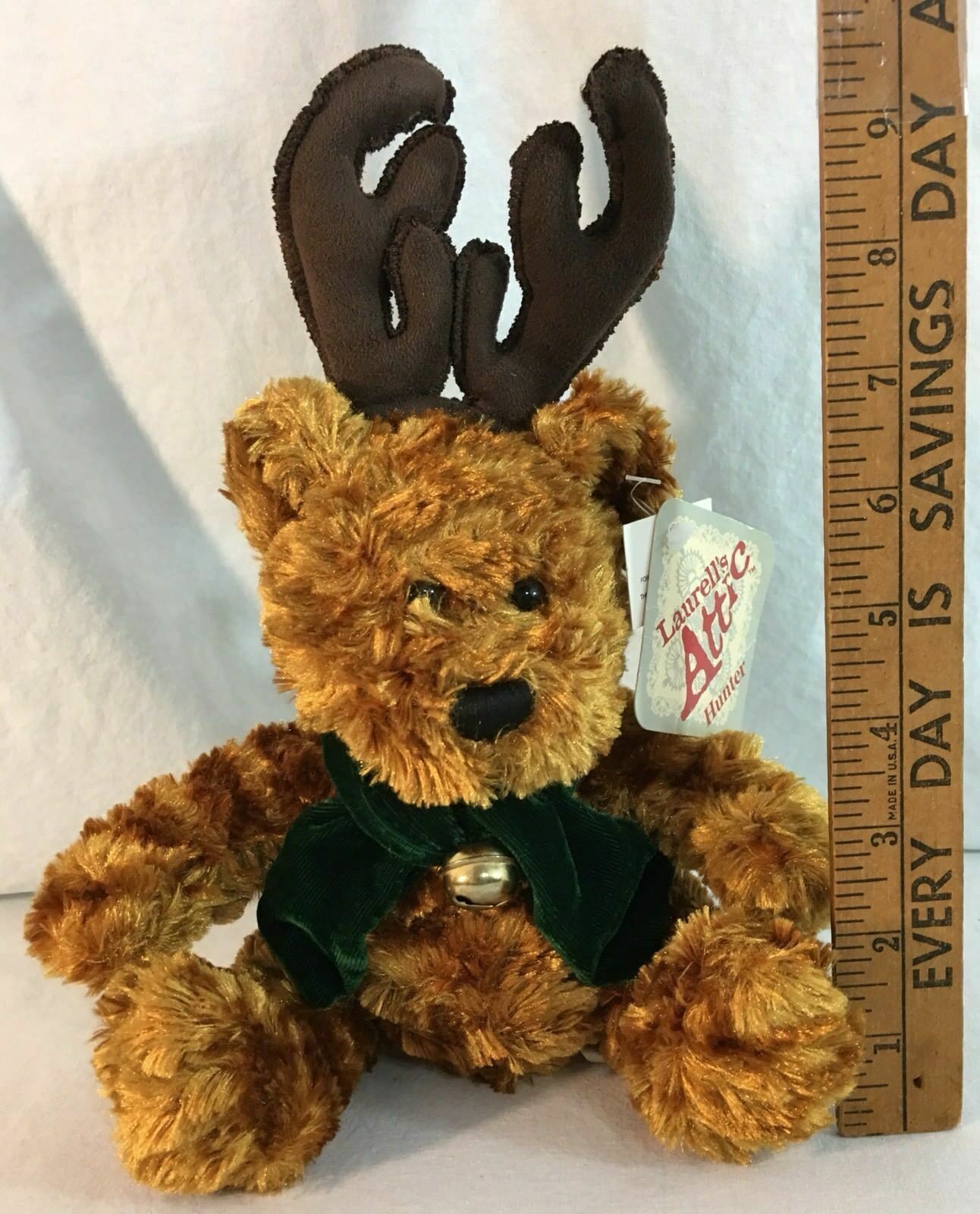 Dan Dee 9" Laurell's Attic Plush Bear with Reindeer Ears