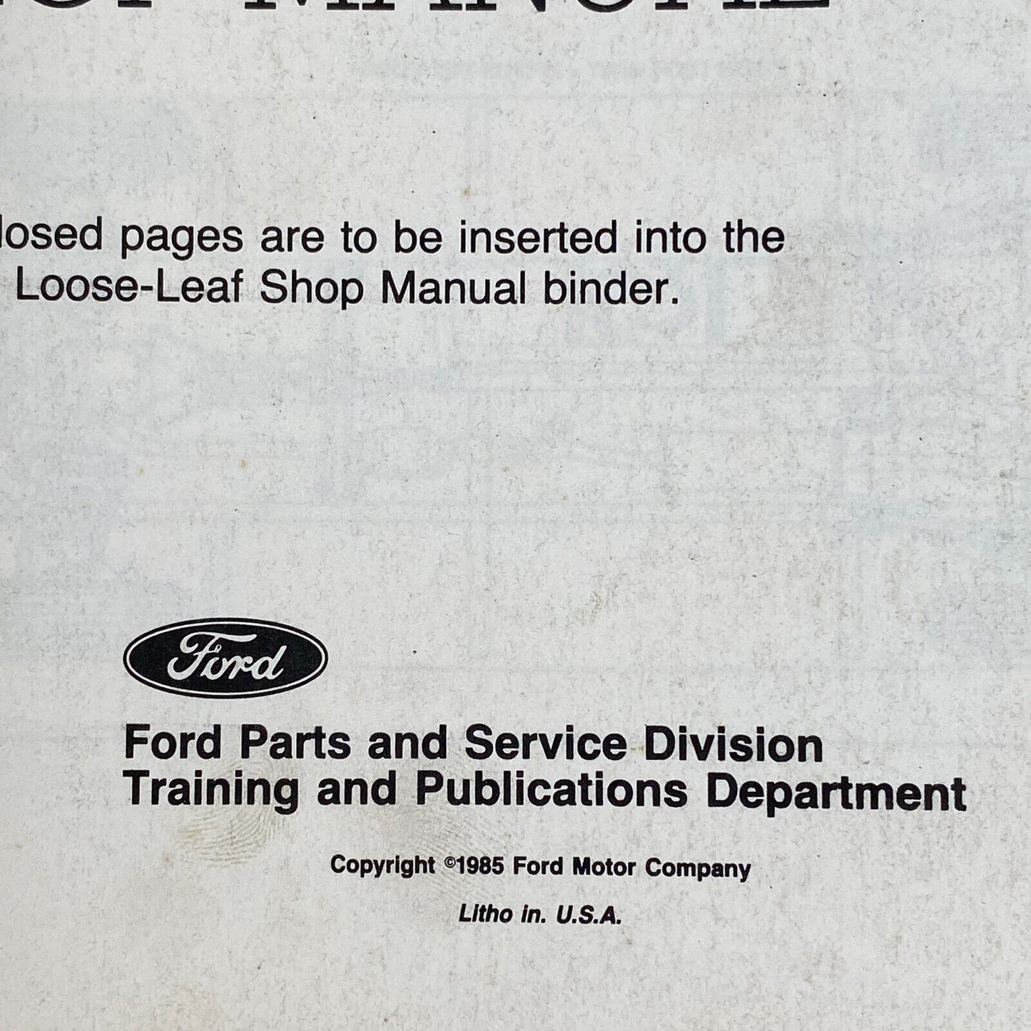 Ford Aerostar 1986 Shop Service Repair Manual