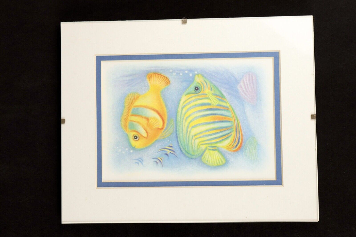 Set of 2 Prints, Tropical Striped Fish , Wall Picture, Framed,