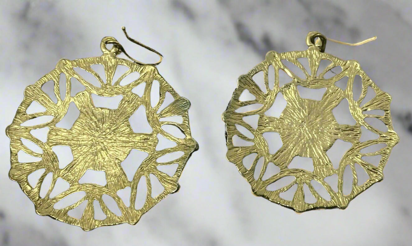 Dangle Drop Gold Tone with Faux Pearls Geometric Earrings