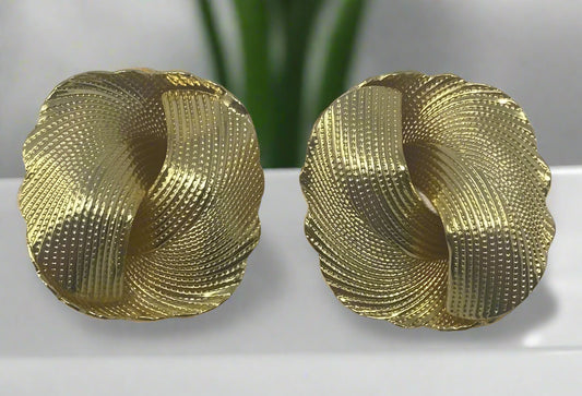 Gold Tone Twisted Design Earrings