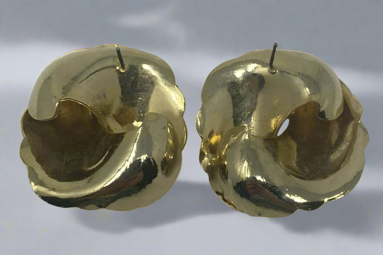 Gold Tone Twisted Design Earrings