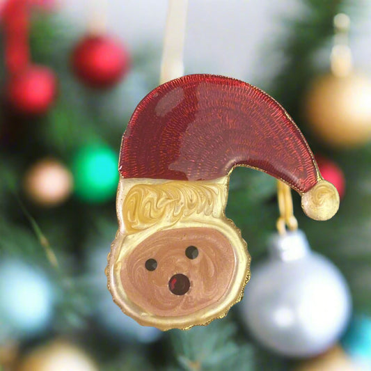 Unique Christmas Handpainted Bear Pin 2.25 inches Kitch