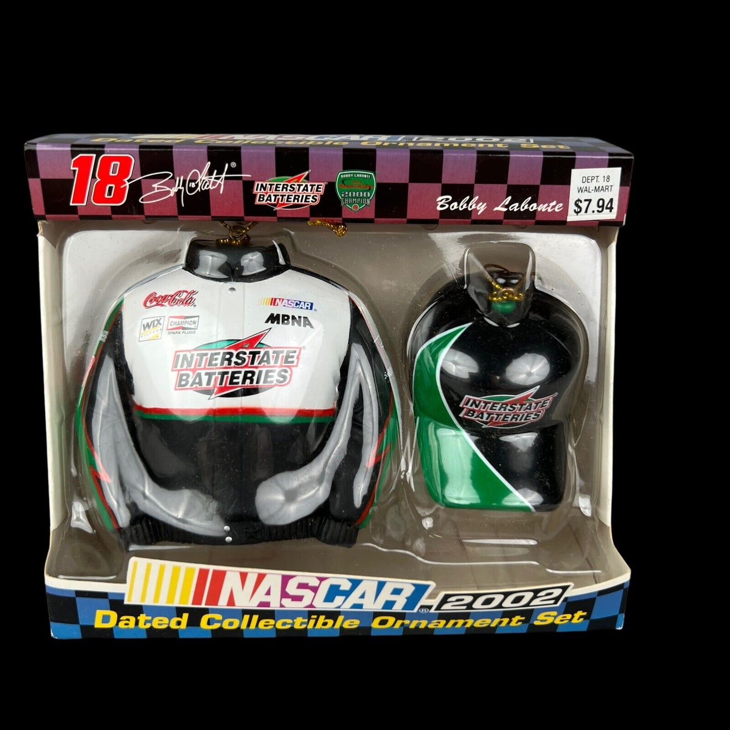 NASCAR 2002 Bobby Labonte #18 Dated Collectible Ornament Set