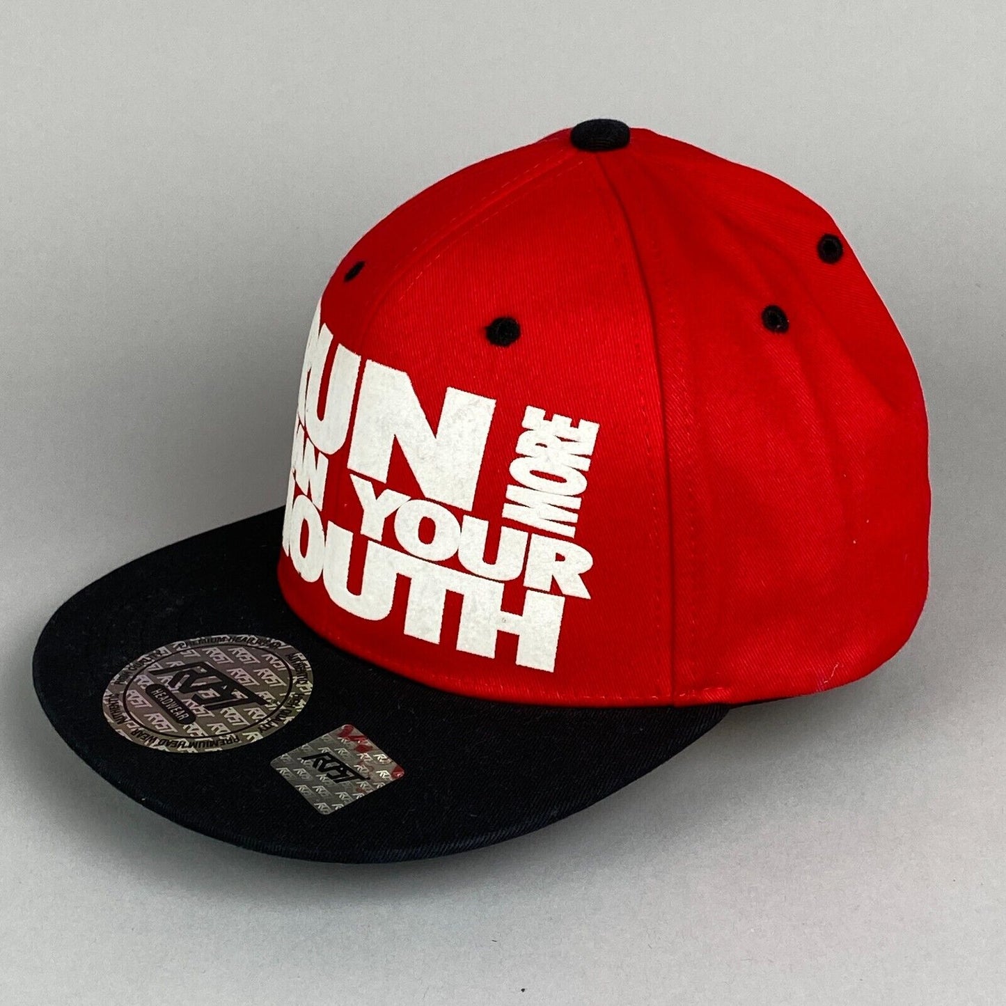 Rust Headware Black and Red "Run More Than Your Mouth" Unisex Adult Hat