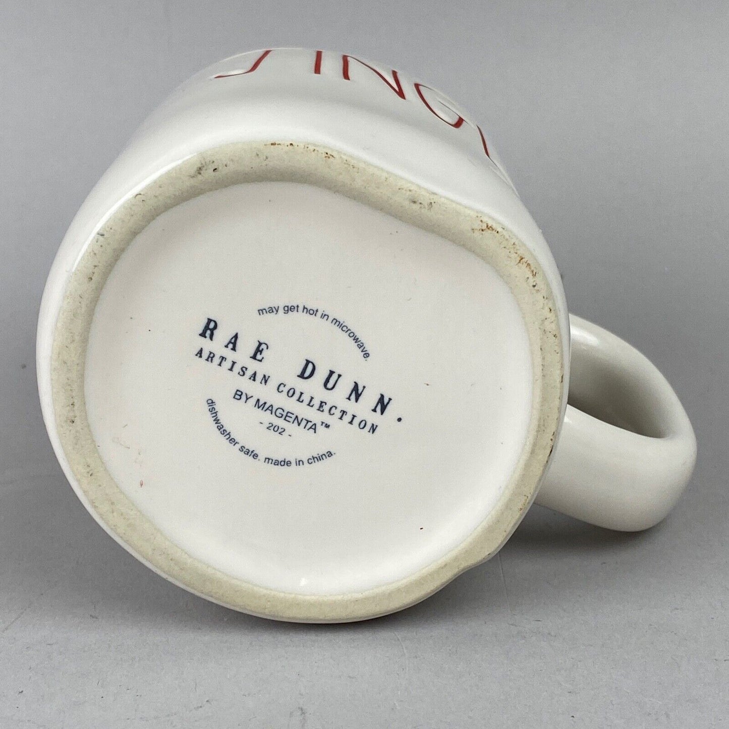 RAE DUNN by Red JINGLE Mug indented letters Magenta Christmas