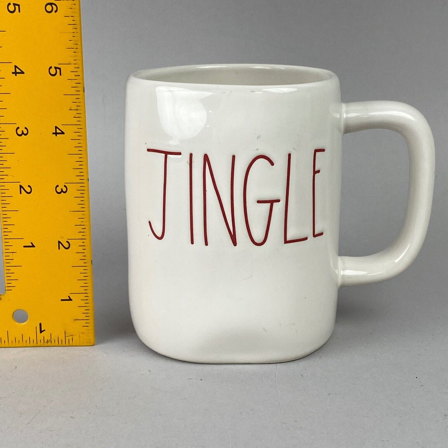 RAE DUNN by Red JINGLE Mug indented letters Magenta Christmas