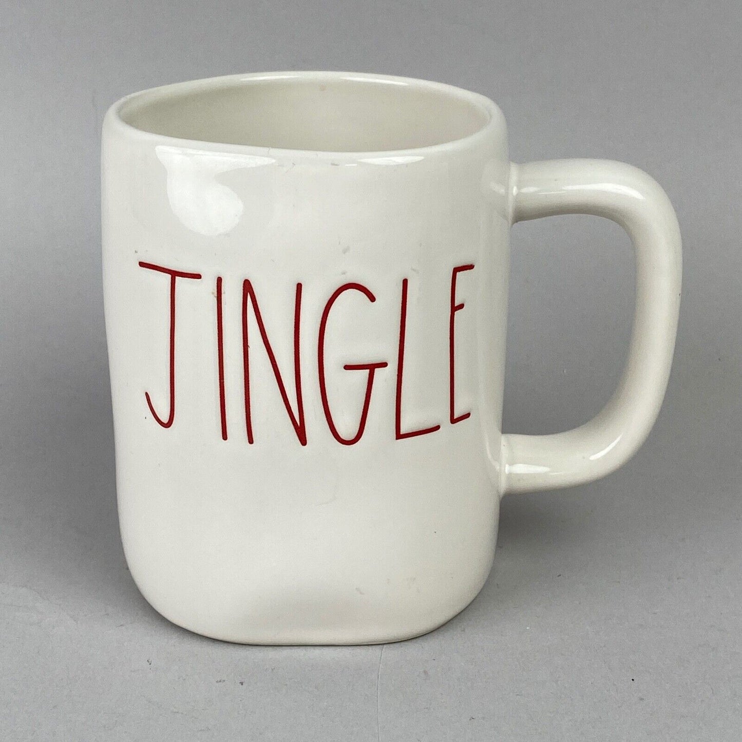 RAE DUNN by Red JINGLE Mug indented letters Magenta Christmas