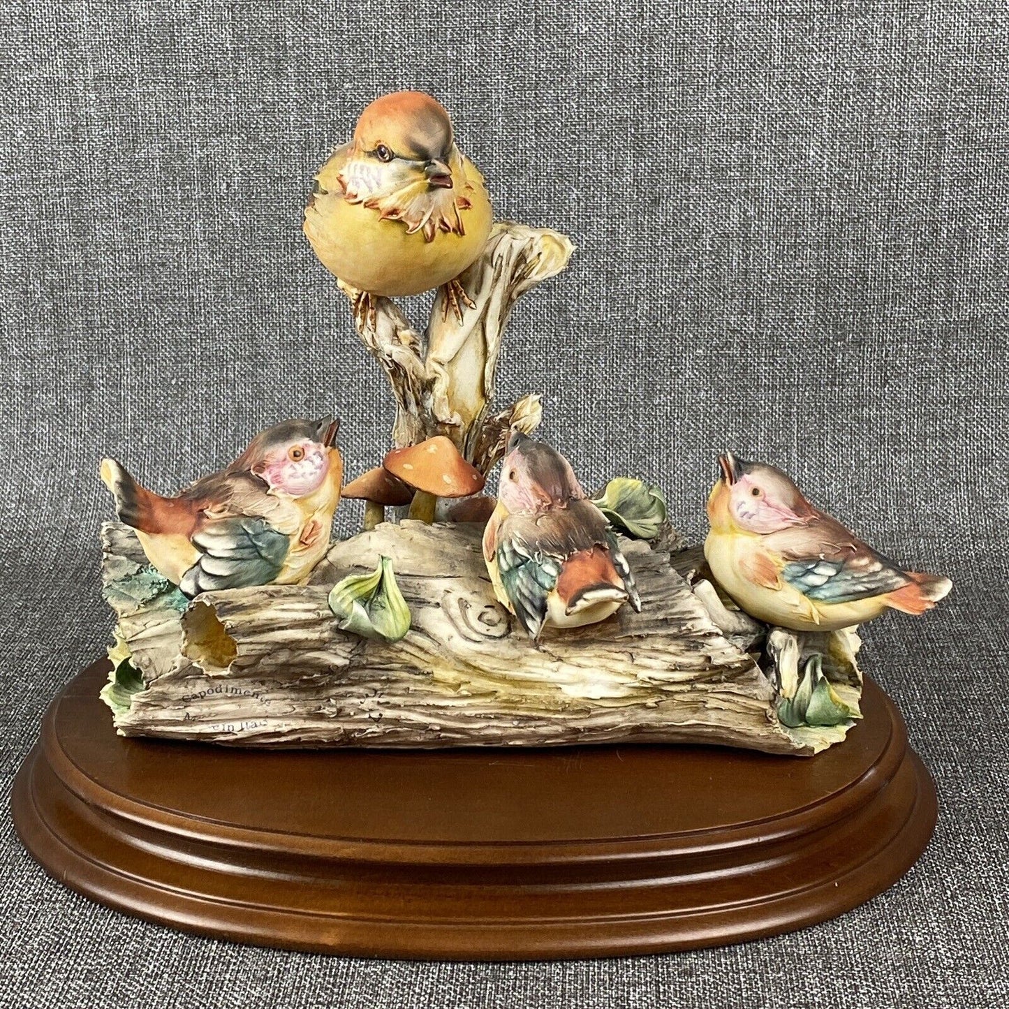 Vintage Italian Capodimonte Hand Painted Bisque Porcelain Mama Birds (Italy)