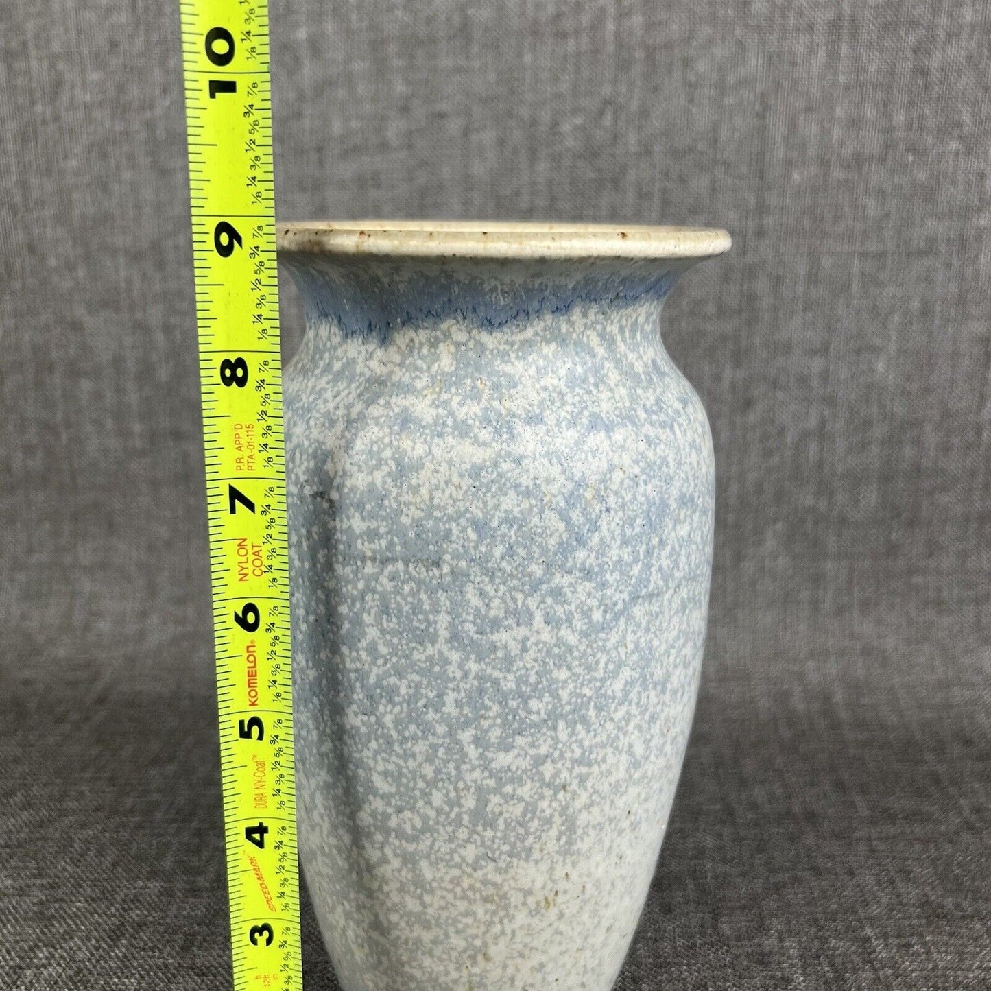 Vintage 1908s SIGNED Pottery Vase 9" Tall Blue and Cream Color