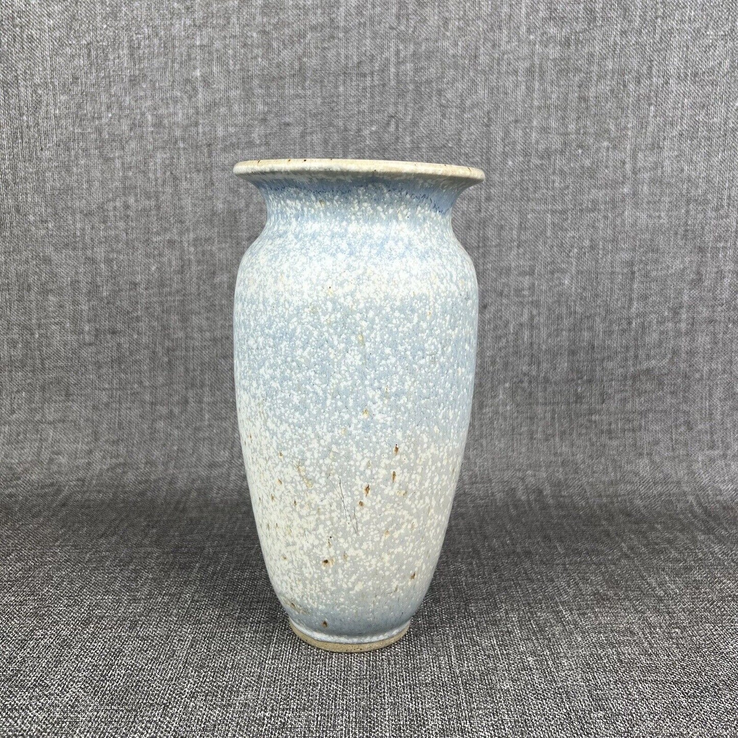 Vintage 1908s SIGNED Pottery Vase 9" Tall Blue and Cream Color