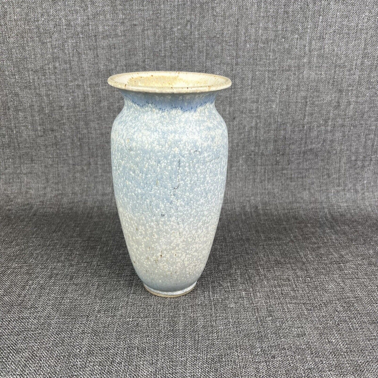 Vintage 1908s SIGNED Pottery Vase 9" Tall Blue and Cream Color