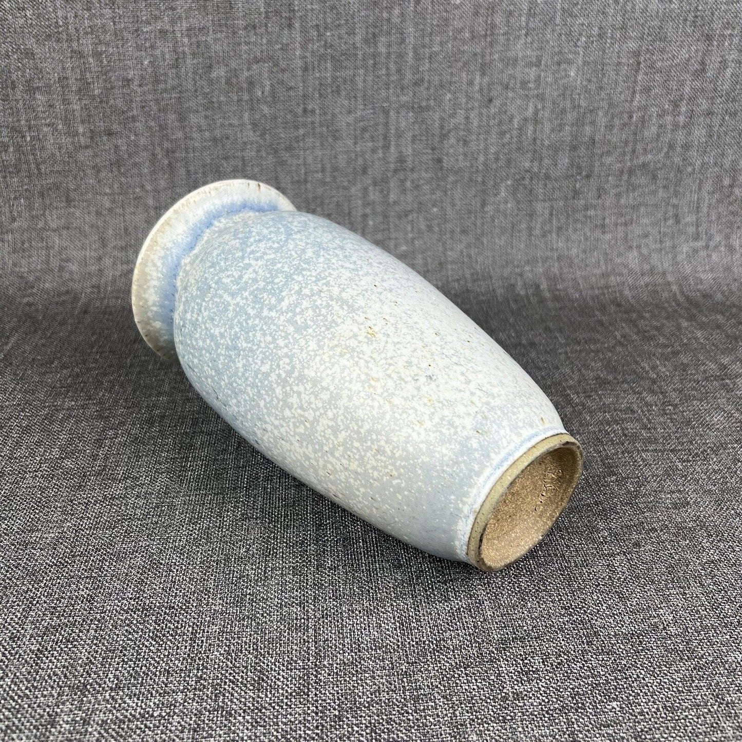 Vintage 1908s SIGNED Pottery Vase 9" Tall Blue and Cream Color