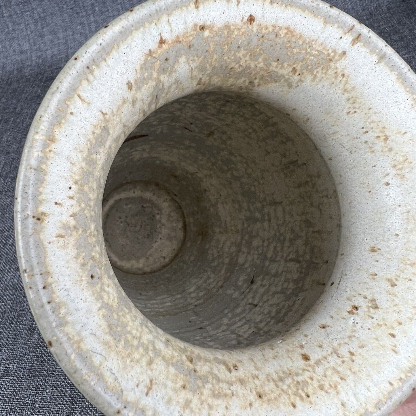 Vintage 1908s SIGNED Pottery Vase 9" Tall Blue and Cream Color