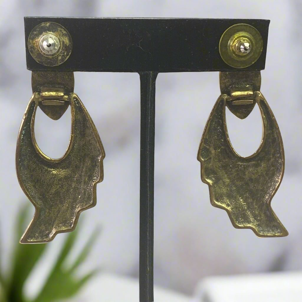 Vintage Costume Earrings Pierced Ears 2.5” (Art Deco Style)
