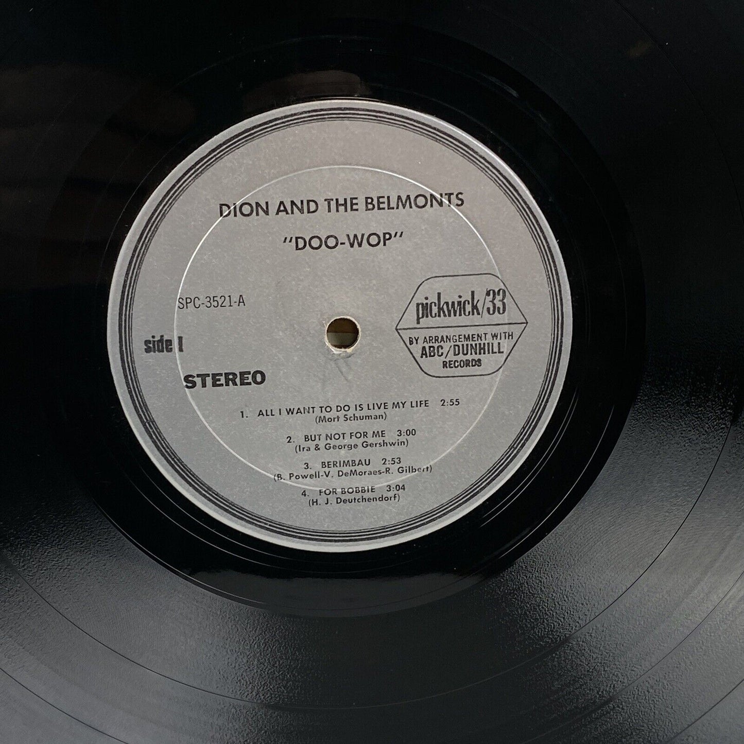 Dion and the Belmonts DOO-WOP Vinyl Record, ABC/Dunhill Records, SPC-3521