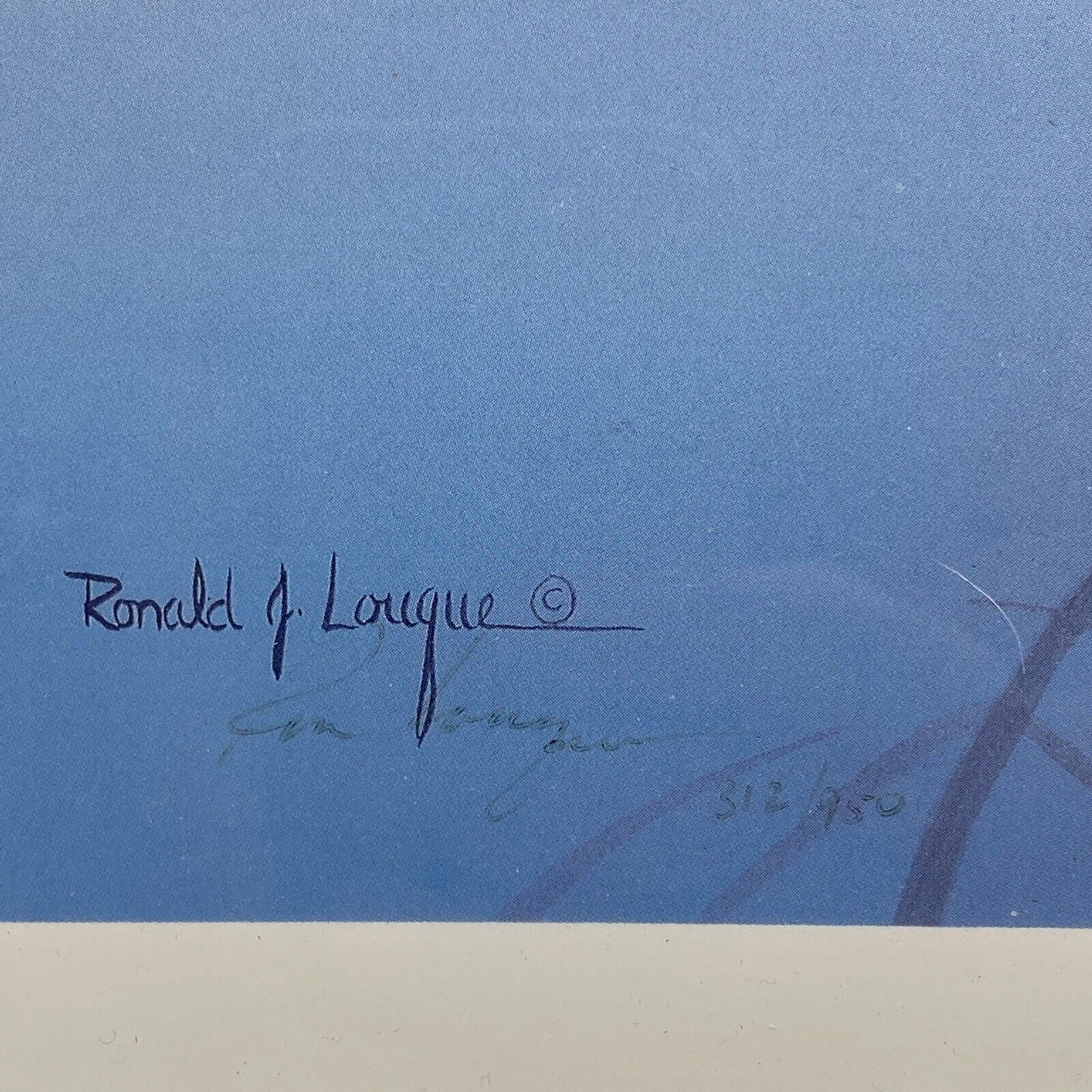 Ronald J Louque, Hunting, Black Labrador Retriever, Print 28"x 24" , Signed Vtg