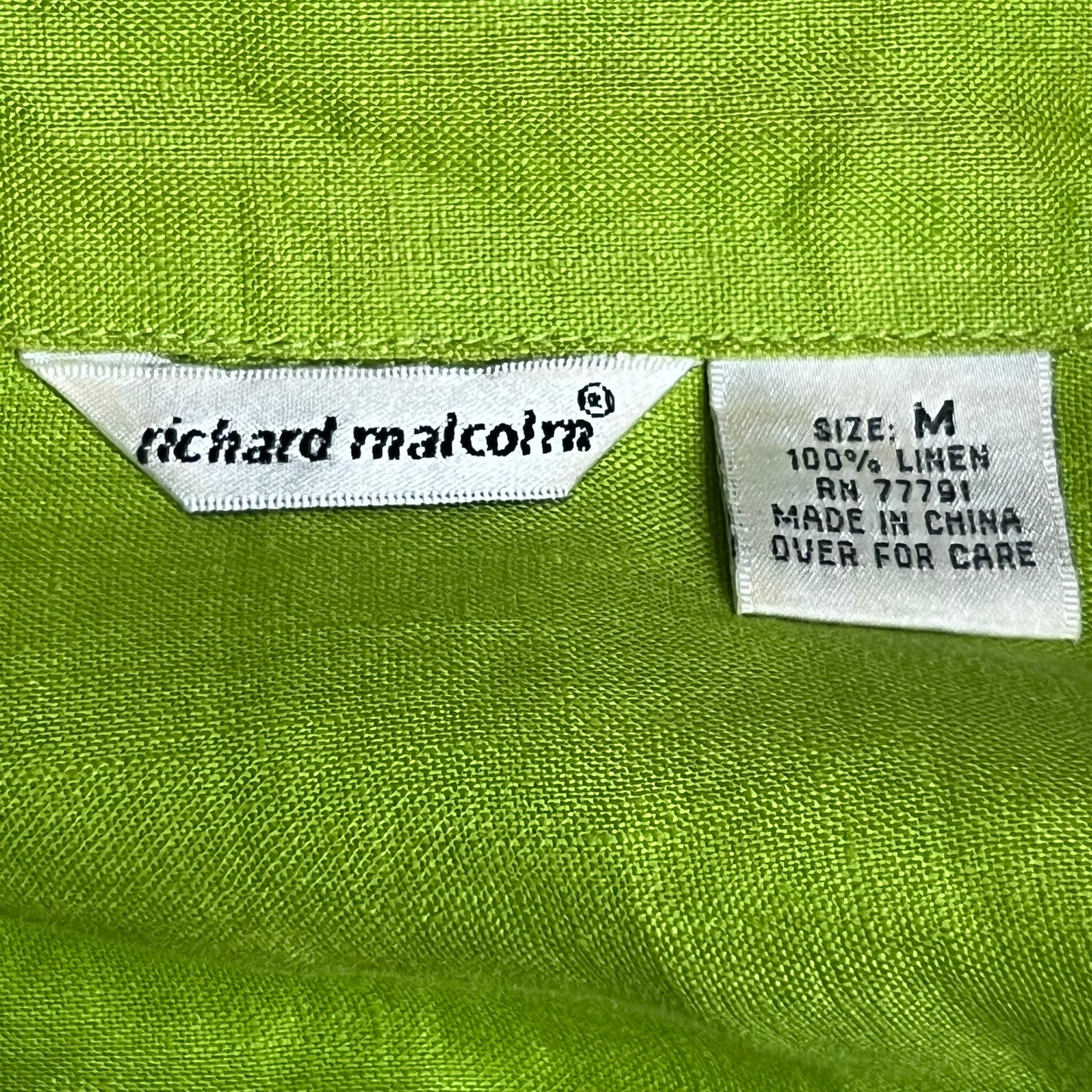 Richard Malcom Bright Lime Green Button Up Shirt Size Medium