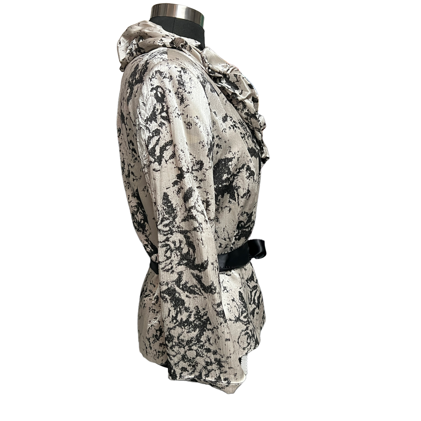 Victor Costa Gray Silver Elegant Blouse Size 12 Women's