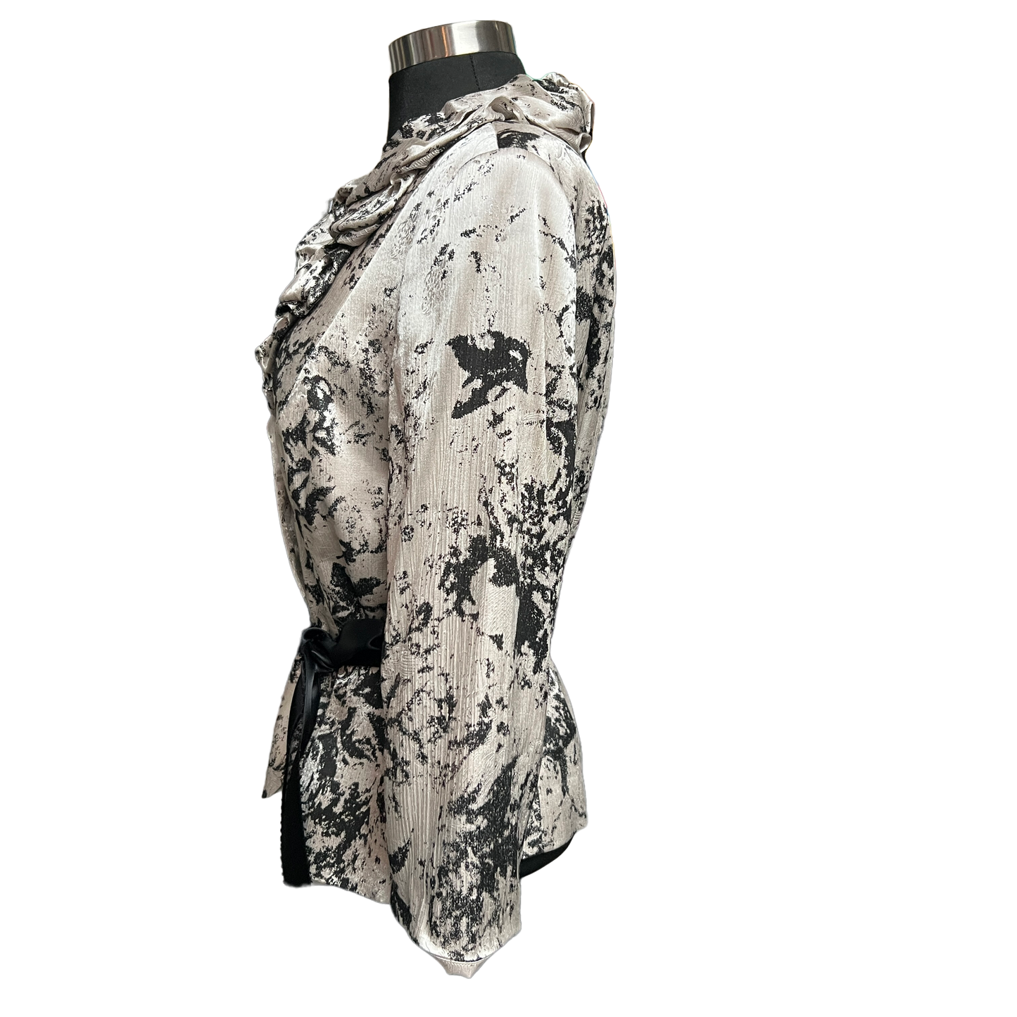 Victor Costa Gray Silver Elegant Blouse Size 12 Women's